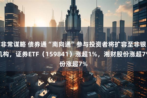 非常谋略 债券通“南向通”参与投资者将扩容至非银机构，证券ETF（159841）涨超1%，湘财股份涨超7%
